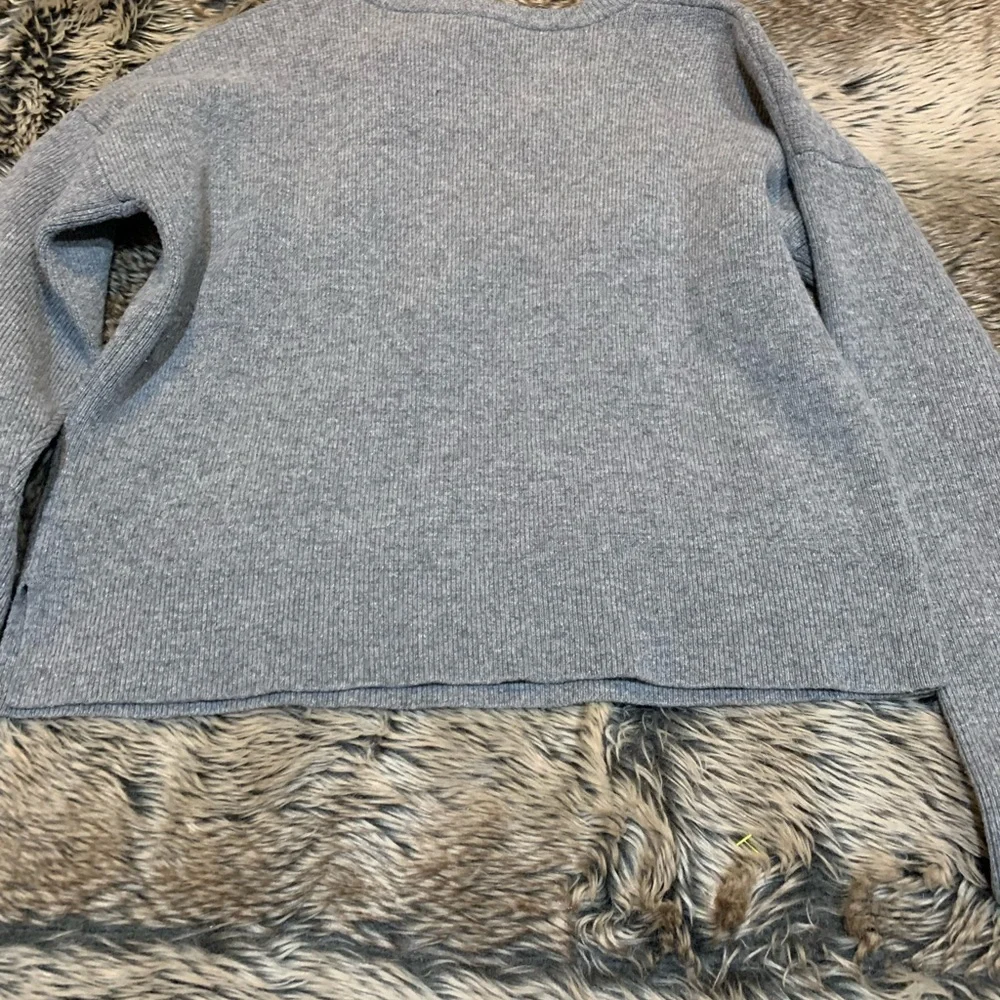Madewell Lace Up Pullover Grey Sweater Size Small 100% Merino Wool Size M - Picture 4 of 8